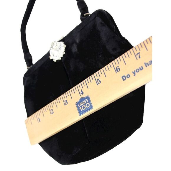 VINTAGE PEGI PARIS BLACK VELVET TOP HANDLE FRAME CLASP SATCHEL HANDBAG PURSE - Picture 11 of 12